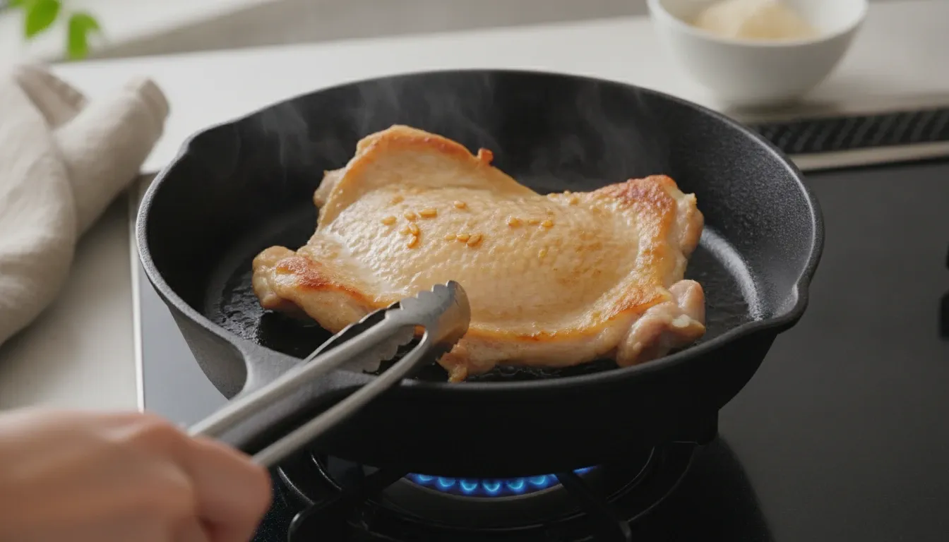 塩麹漬けの焼き方｜糖で早く色づくので、拭って中火以下で中まで焼く