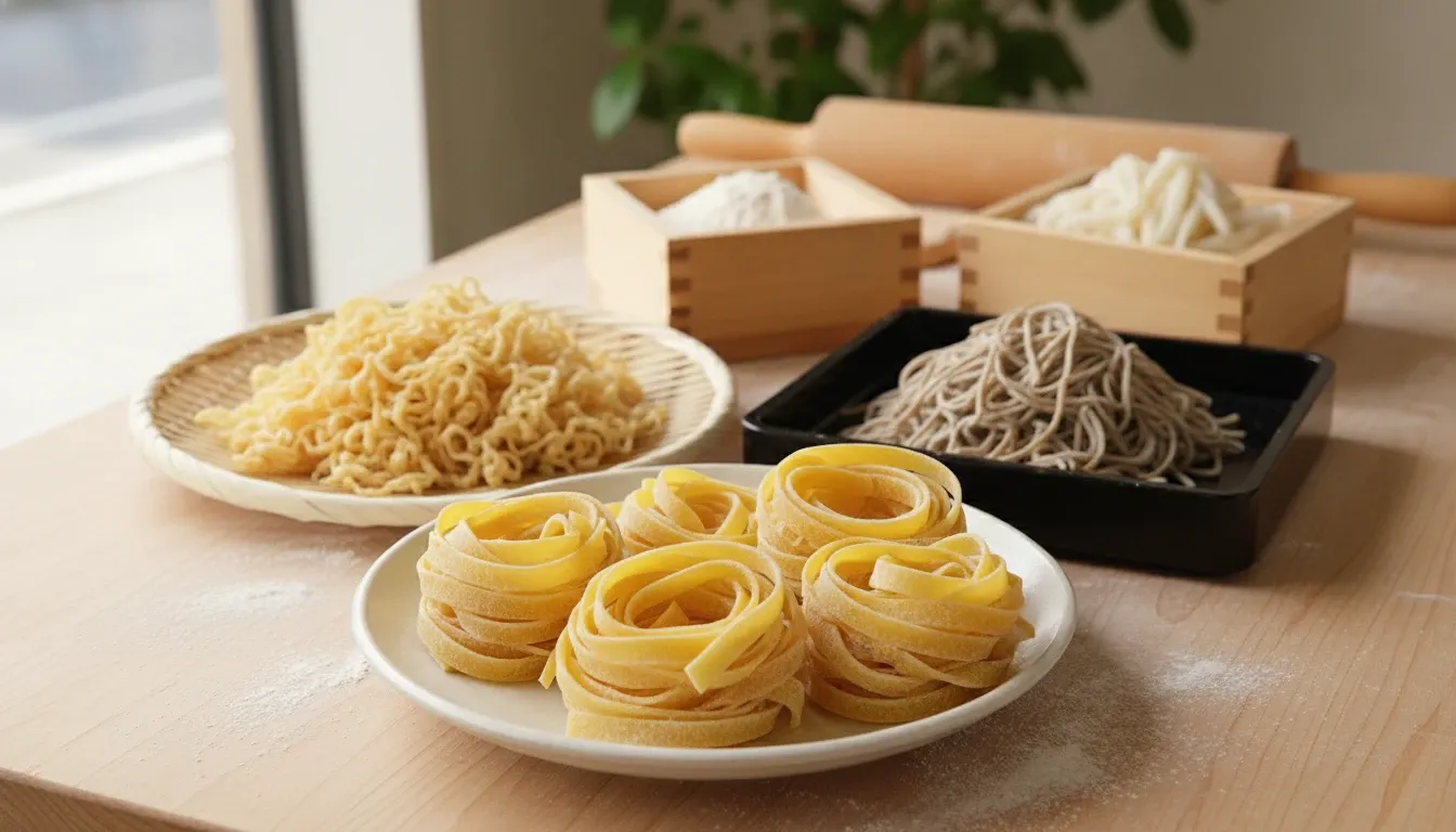 麺生地の分類｜うどん・パスタ・中華麺・そばのコシの違い